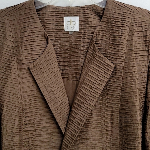 db LIFE Chocolate Brown 100% Silk Blazer/Jacket Women's Size M - Picture 2 of 9